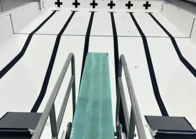 Two Rivers Highschool Swimming Pool shot over diving board with new liner installed